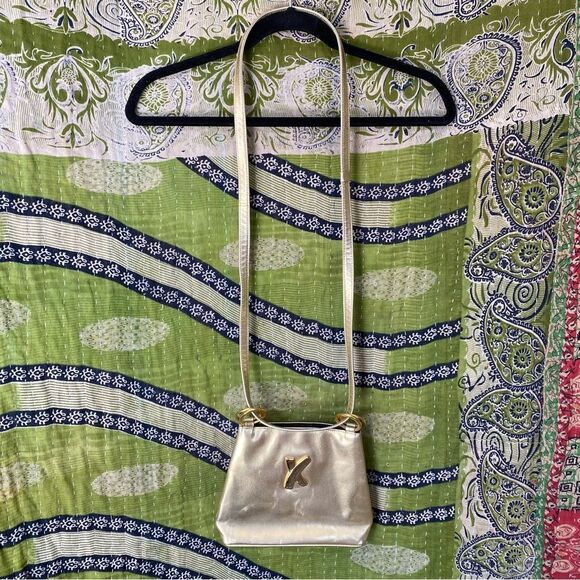 Vintage 80's Paloma Picasso Gold Leather Crossbody Purse One Size - Picture 4 of 13